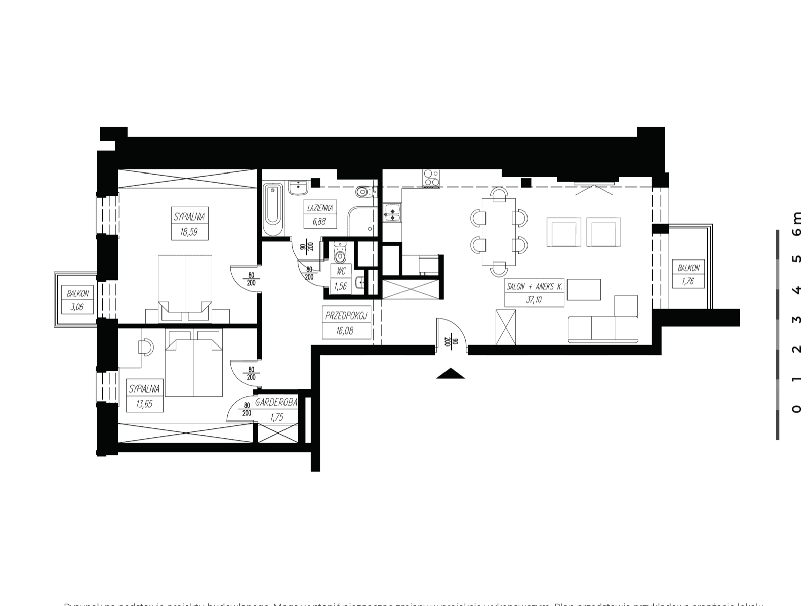 Rzut apartamentu M14