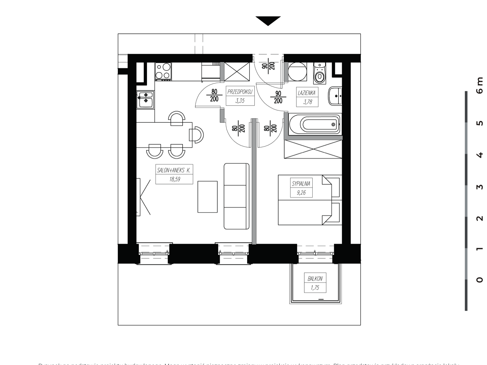 Rzut apartamentu M13